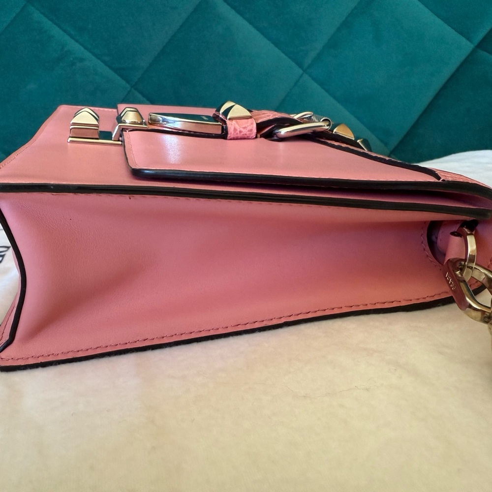 Prada Elektra 1BD120 Pink Studded Flap Shoulder Bag City Calf + Croc Trim - Picture 5 of 15